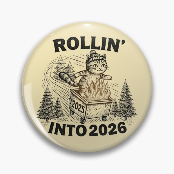 Item preview, Rollin Into 2026 Funny Cat – Dumpster Fire New Year Humor Vintage Kitty Design designed and sold by RealCuties.