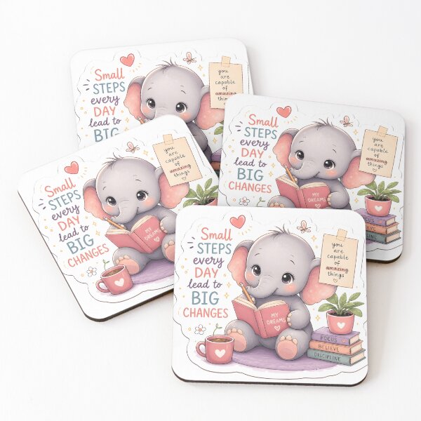 Item preview, Cute Elephant Motivation Sticker – Small Steps Big Changes designed and sold by MrZillaStore.