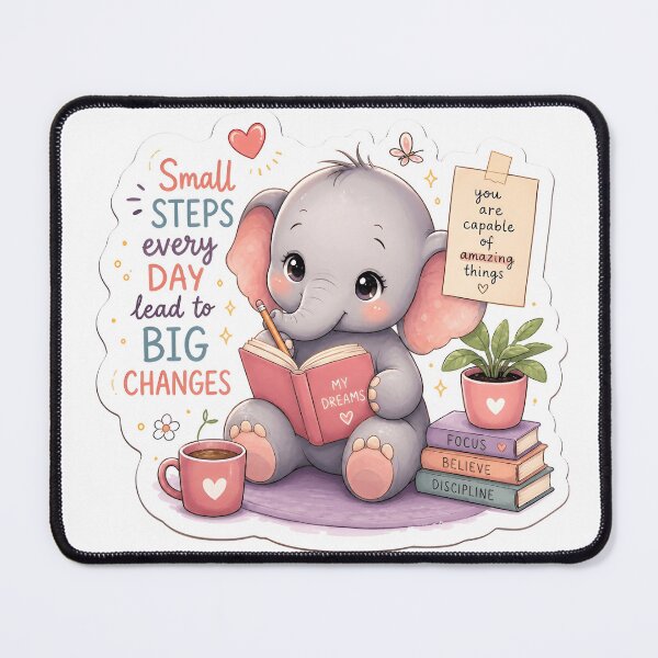 Item preview, Cute Elephant Motivation Sticker – Small Steps Big Changes designed and sold by MrZillaStore.