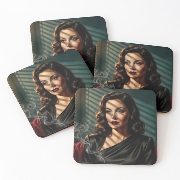 Item preview, Film Noir Portrait - 1940s Hollywood Femme Fatale Dark Academia Print designed and sold by Device VN.