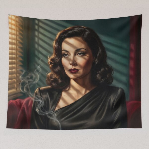 Item preview, Film Noir Portrait - 1940s Hollywood Femme Fatale Dark Academia Print designed and sold by Device VN.