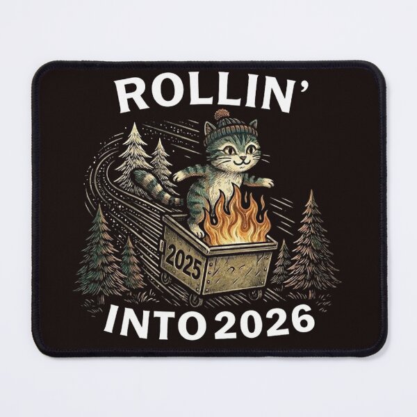 Item preview, Rollin Into 2026 Cat Dumpster Fire Meme – Funny New Year Kitty Design designed and sold by RealCuties.