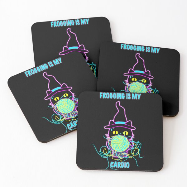 Item preview, Frogging Is My Cardio – Funny Knitting Sticker, Yarn Chaos Humor, Crochet & Knitter Gift, Neon Witch Cat designed and sold by ArtyWares.
