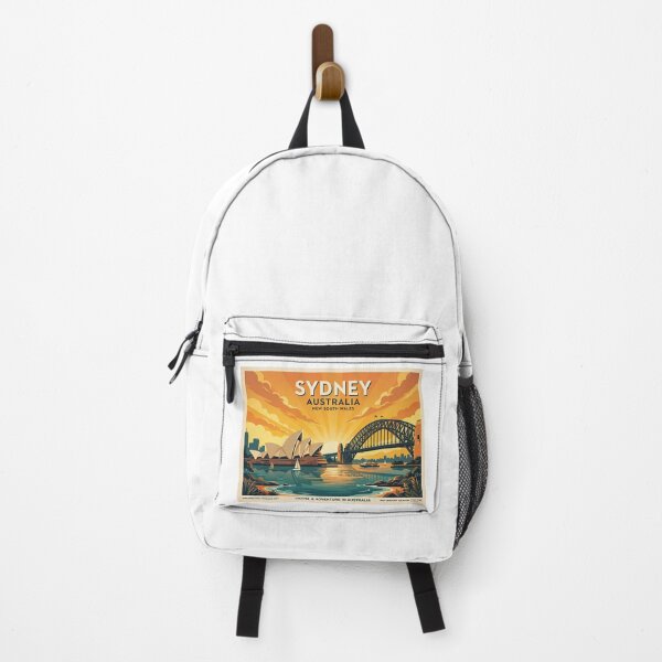 Item preview, Sydney Australia Travel Art Poster – Sunset Harbour Illustration, Opera House & Bridge, Retro Style designed and sold by andres felipe Guevara Rincon.