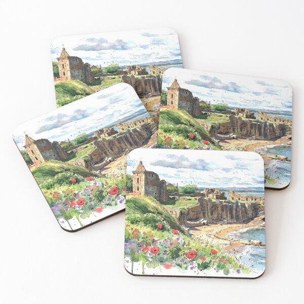 Item preview, Watercolour illustration of St Andrews Castle, Fife, Scotland designed and sold by davidelder.