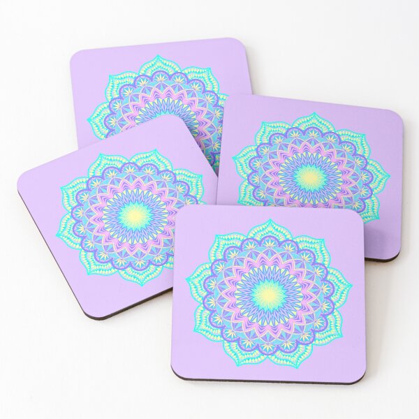Item preview, Blue purple pink yellow filled mandala on lilac designed and sold by CreaTwinkles.