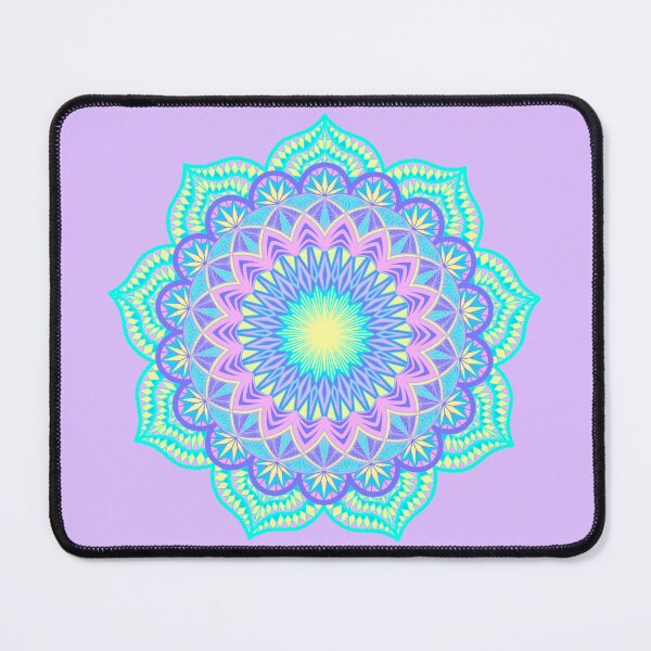 Item preview, Blue purple pink yellow filled mandala on lilac designed and sold by CreaTwinkles.