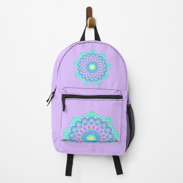 Item preview, Blue purple pink yellow filled mandala on lilac designed and sold by CreaTwinkles.