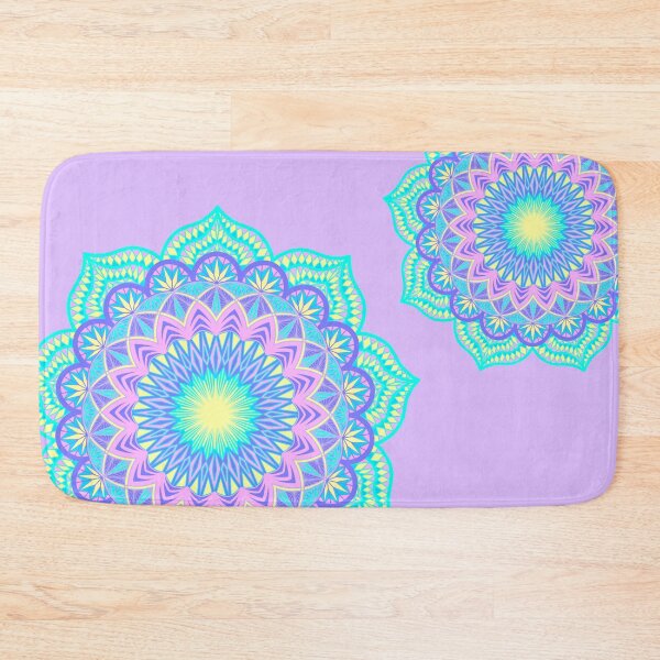 Item preview, Blue purple pink yellow filled mandala on lilac designed and sold by CreaTwinkles.