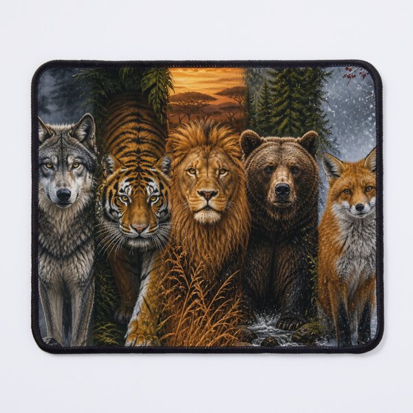 Item preview, Wilderness Fusion – Wolf Tiger Lion Bear Fox Nature Design Vertical designed and sold by Gletschie.