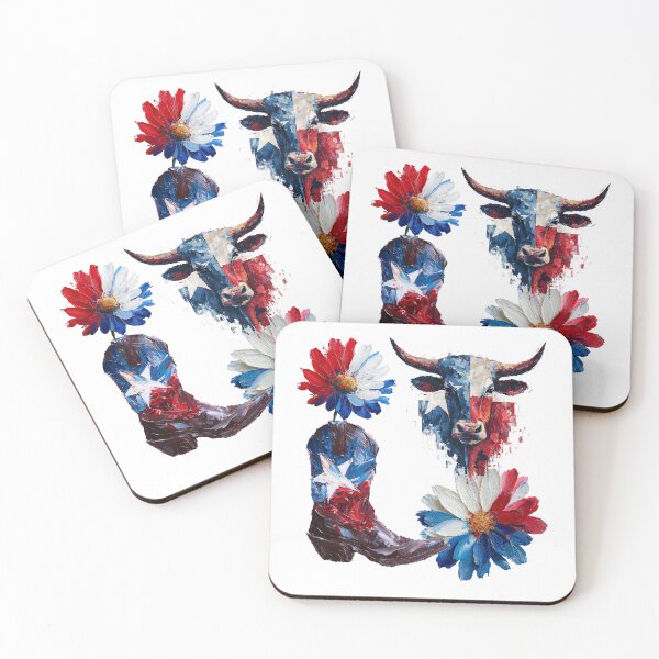 Item preview, Patriotic Longhorn Cowboy Boots Daisy Design designed and sold by EnlivenDesigns.