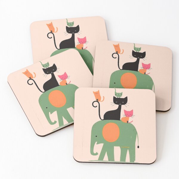 Item preview, ​Minimalist Whimsical Elephant & Cats Art Print | Boho Nursery Wall Decor designed and sold by crystalar95.