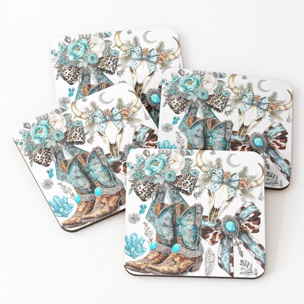 Item preview, Coquette Cowgirl Turquoise Boots Western Boho designed and sold by EnlivenDesigns.