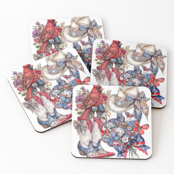 Item preview, Patriotic Cowgirl Cardinal Boots Hat Design designed and sold by EnlivenDesigns.