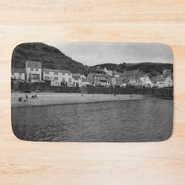 Item preview, Staithes North Yorkshire Fishing Village Black and White Harbour Scene designed and sold by ArtworkNorth.