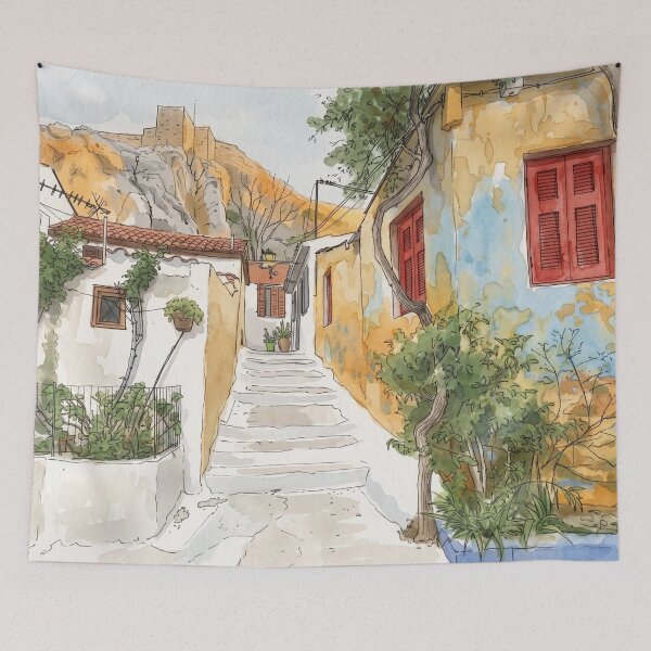 Item preview, Anafiotika neighborhood and Acropolis in the old city of Athens designed and sold by sid1802.