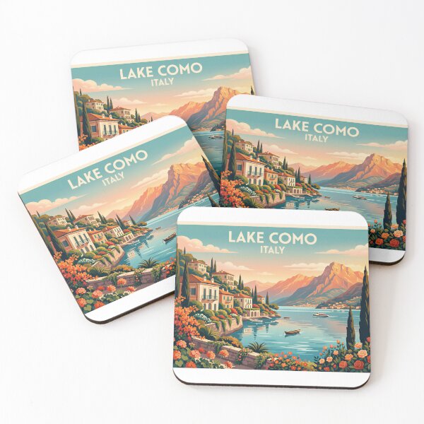 Item preview, Lake Como Sunset Riviera – Vintage Italian Travel Poster designed and sold by andres felipe  Guevara Rincon.