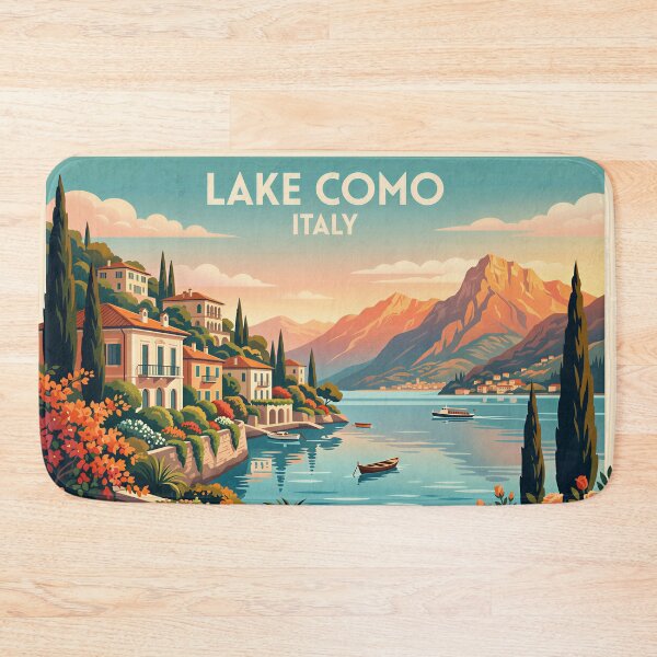 Item preview, Lake Como Sunset Riviera – Vintage Italian Travel Poster designed and sold by andres felipe  Guevara Rincon.