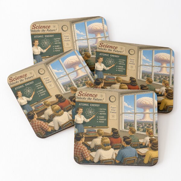 Item preview, 1950s Classroom Atomic Bomb Science Future Ironic Scene designed and sold by Maljonic.