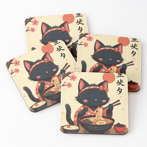 Item preview, Cute Black Cat Girl Ramen Japanese Art | Kawaii Neko Girl Kimono Cherry Blossom | Anime Cat Ramen Bowl Japanese Culture Gift designed and sold by DeeDouu.