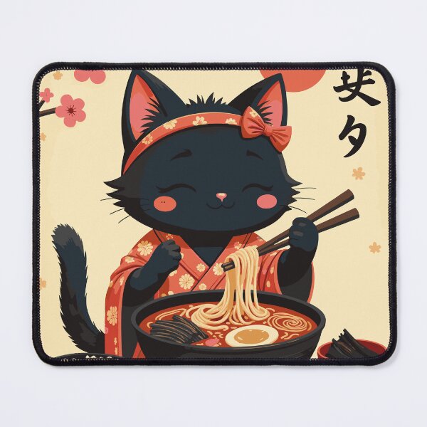 Item preview, Cute Black Cat Girl Ramen Japanese Art | Kawaii Neko Girl Kimono Cherry Blossom | Anime Cat Ramen Bowl Japanese Culture Gift designed and sold by DeeDouu.