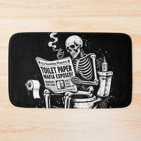 Item preview, Skeleton Toilet Paper Mafia Bathroom Joke Gothic Graphic designed and sold by Monochromaniaus.