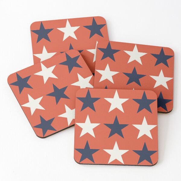 Item preview, Large NAVY BLUE, CREAM and TENNIS COURT CLAY STARS  designed and sold by RachelMacht.