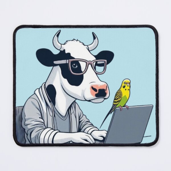 Item preview, Cartoon Cow Programmer – Geek Humor Design designed and sold by Dogandesighn.