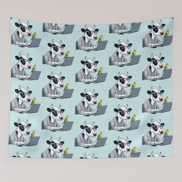 Item preview, Cartoon Cow Programmer – Geek Humor Design designed and sold by Dogandesighn.