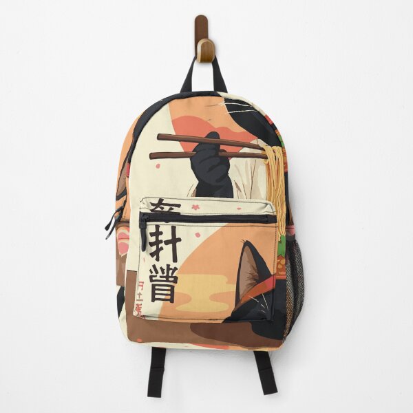 Item preview, Happy Black Cat Ramen Japanese Sunset Poster | Peaceful Neko Kimono Cherry Blossom Art | Modern Anime Cat Ramen Bowl Gift designed and sold by DeeDouu.