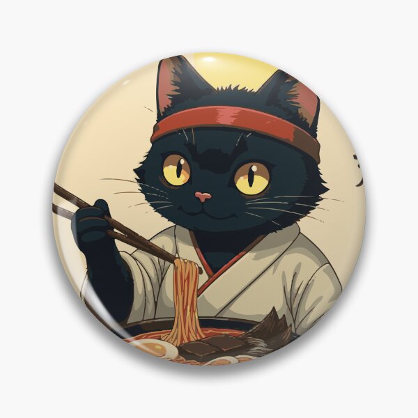 Item preview, Cool Black Cat Ramen Japanese Art | Piercing Eyes Neko Red Headband Cherry Blossom | Streetwise Anime Cat Ramen Bowl Gift designed and sold by DeeDouu.