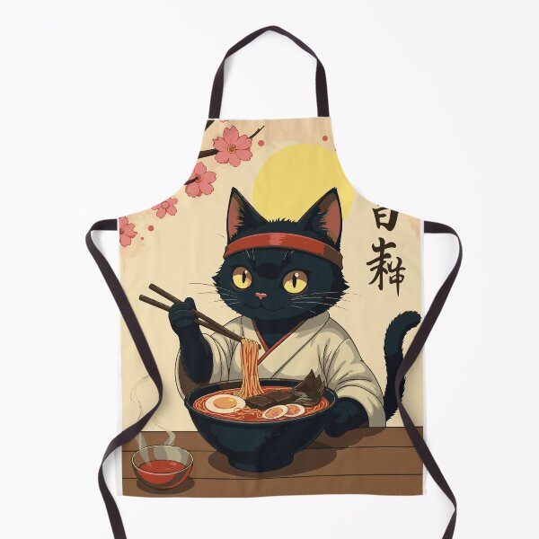 Item preview, Cool Black Cat Ramen Japanese Art | Piercing Eyes Neko Red Headband Cherry Blossom | Streetwise Anime Cat Ramen Bowl Gift designed and sold by DeeDouu.