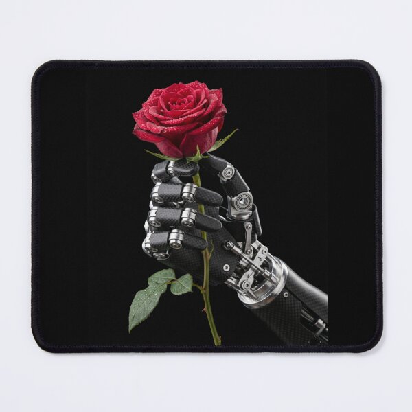 Item preview, Robotic Hand Holding Red Rose - Minimalist Tech Art designed and sold by Aervik.
