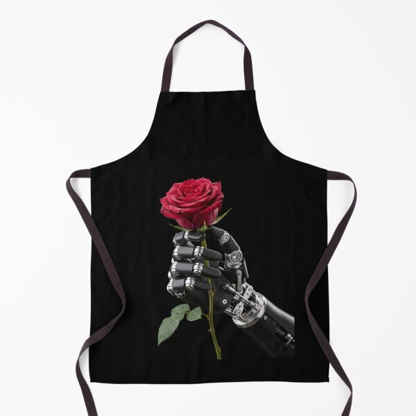 Item preview, Robotic Hand Holding Red Rose - Minimalist Tech Art designed and sold by Aervik.
