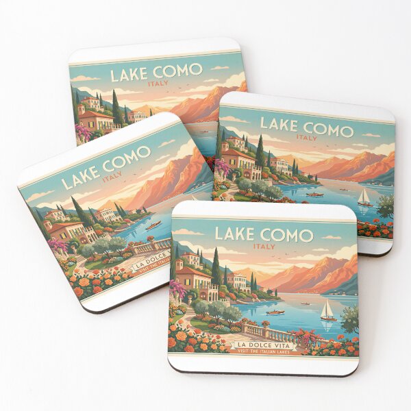 Item preview, Lake Como Sunset Riviera – Vintage Italian Travel Poster designed and sold by andres felipe  Guevara Rincon.