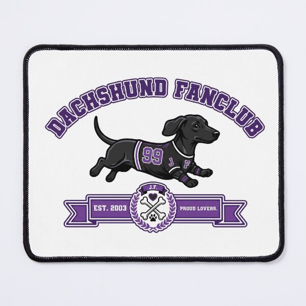 Item preview, Dachshund Fan Club Est 2003 Purple Varsity Logo designed and sold by HolySausage.