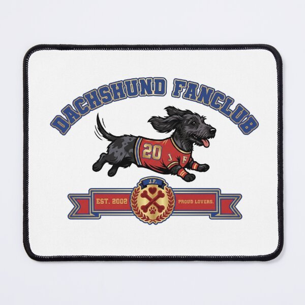 Item preview, Dachshund Fan Club Est 2002 Red and Navy Varsity designed and sold by HolySausage.