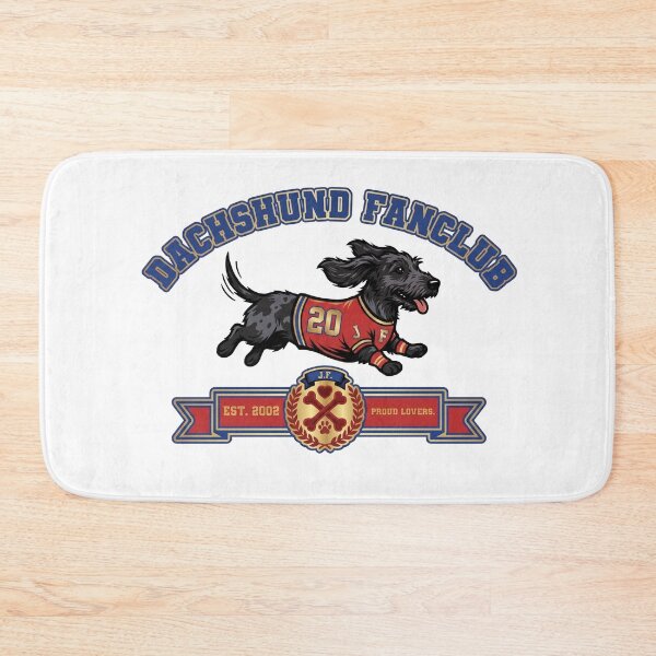 Item preview, Dachshund Fan Club Est 2002 Red and Navy Varsity designed and sold by HolySausage.