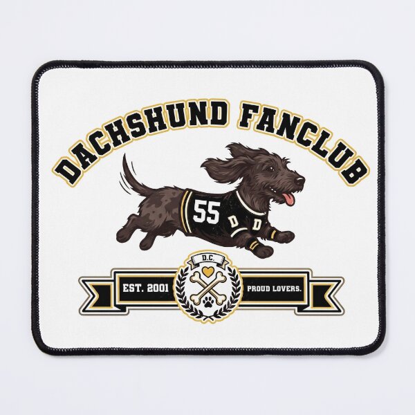 Item preview, Dachshund Fan Club Black and Tan Varsity Logo designed and sold by HolySausage.
