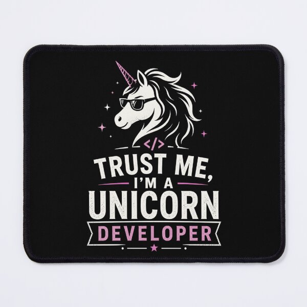 Aperçu de l'œuvre Fais-moi confiance, je suis un développeur licorne – humour geek Couleur créée et vendue par CtrlAltLaugh.