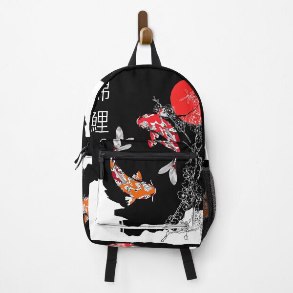 Item preview, Koi Fish and Cherry Blossom Art with red Japanese Sun designed and sold by Pikkalo.