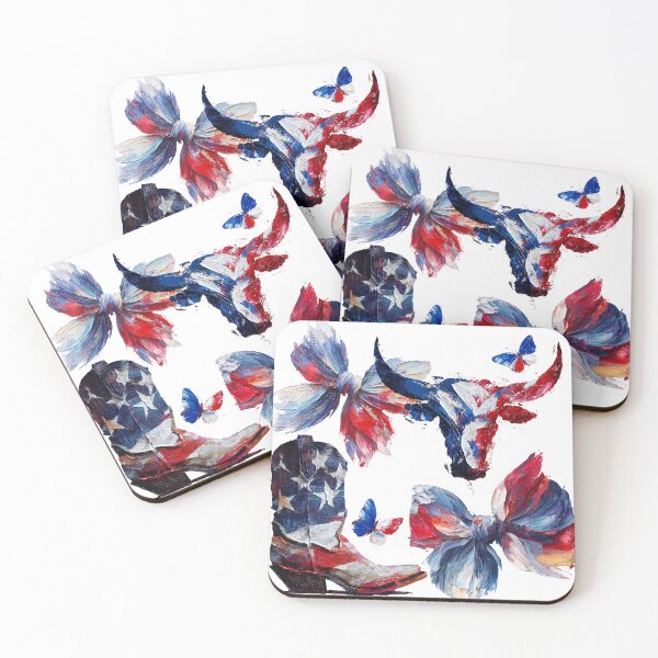 Item preview, Patriotic Cowboy Boots Bull Butterfly Stars Design designed and sold by EnlivenDesigns.