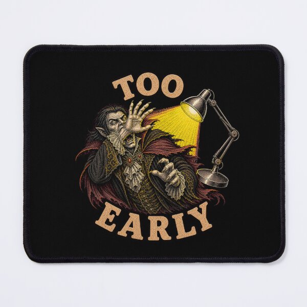 Item preview, Funny Vampire Too Early Morning Struggle Night Owl Retro Fantasy Tee designed and sold by Mythic Ink Studio.