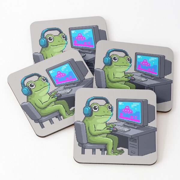 Item preview, Pixel Gamer Frog at the Desk – Cute Retro Gaming Art designed and sold by ChaosNest.