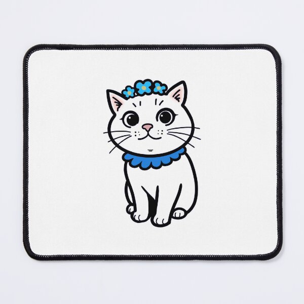 Item preview, Cat with Blue Flowers designed and sold by SnugBrush.