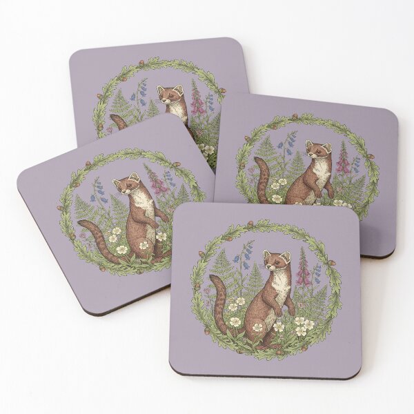 Item preview, Vintage Pine Marten Woodland Flowers designed and sold by BirdsnStuff.