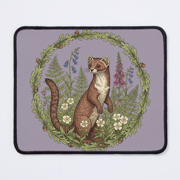 Item preview, Vintage Pine Marten Woodland Flowers designed and sold by BirdsnStuff.