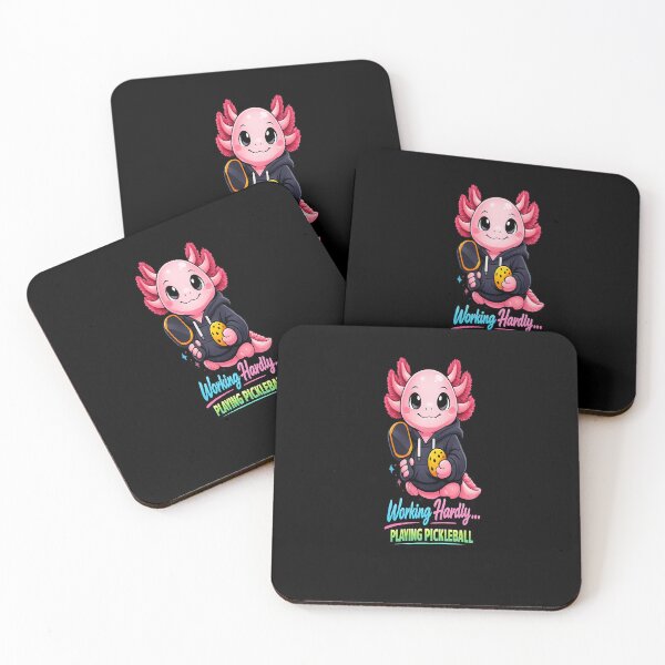 Item preview, Working Hardly Playing Pickleball Axolotl Pink Neon Art designed and sold by Xemora.