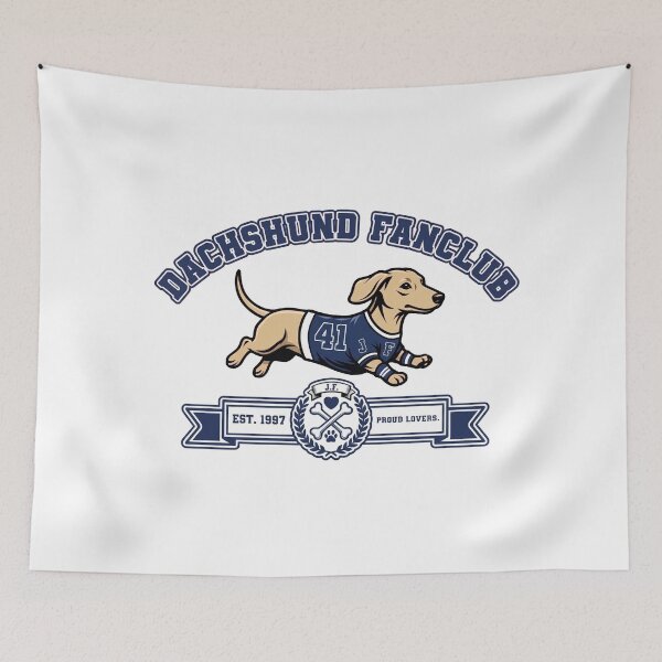 Artikelvorschau, Dackel-Fanclub Retro Varsity Sausage Dog entworfen und verkauft von HolySausage.