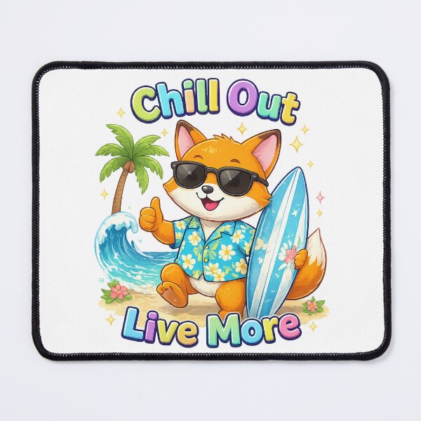 Item preview, Chill Out Live More Fox Shirt – Cute Kawaii Surfing Summer Animal Design designed and sold by Clothes With Smiling Animals Walt Gral.